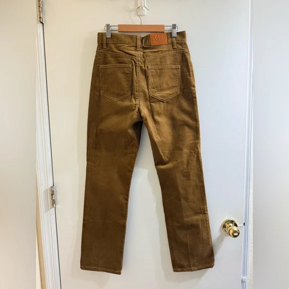 Tory Burch Brown Corduroy Straight Leg Pants - Exposed Button Fly - Size 25 - Picture 3 of 5